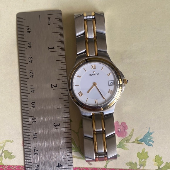 Movado 84-E7-878 Sapphire Crystal 35mm White Dial Date Adjust Men’s Watch. Nice! - Picture 5 of 13